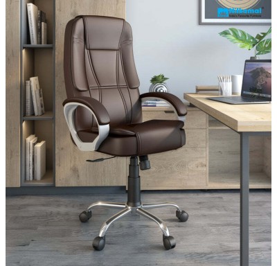 Kyoto High Back Chair Leatherette - Brown